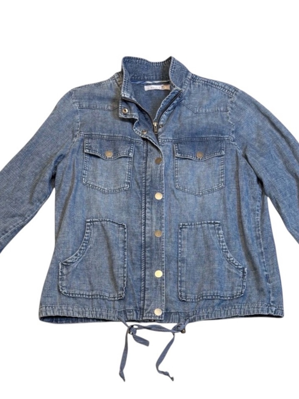 Billy T Ava Zip-Front Utility Jacket – Chambray Denim Jacket Women's Large EUC - Picture 7 of 8